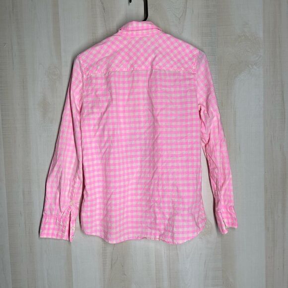 J. Crew pink and white checked long sleeve shirt, size 4 - Picture 9 of 12